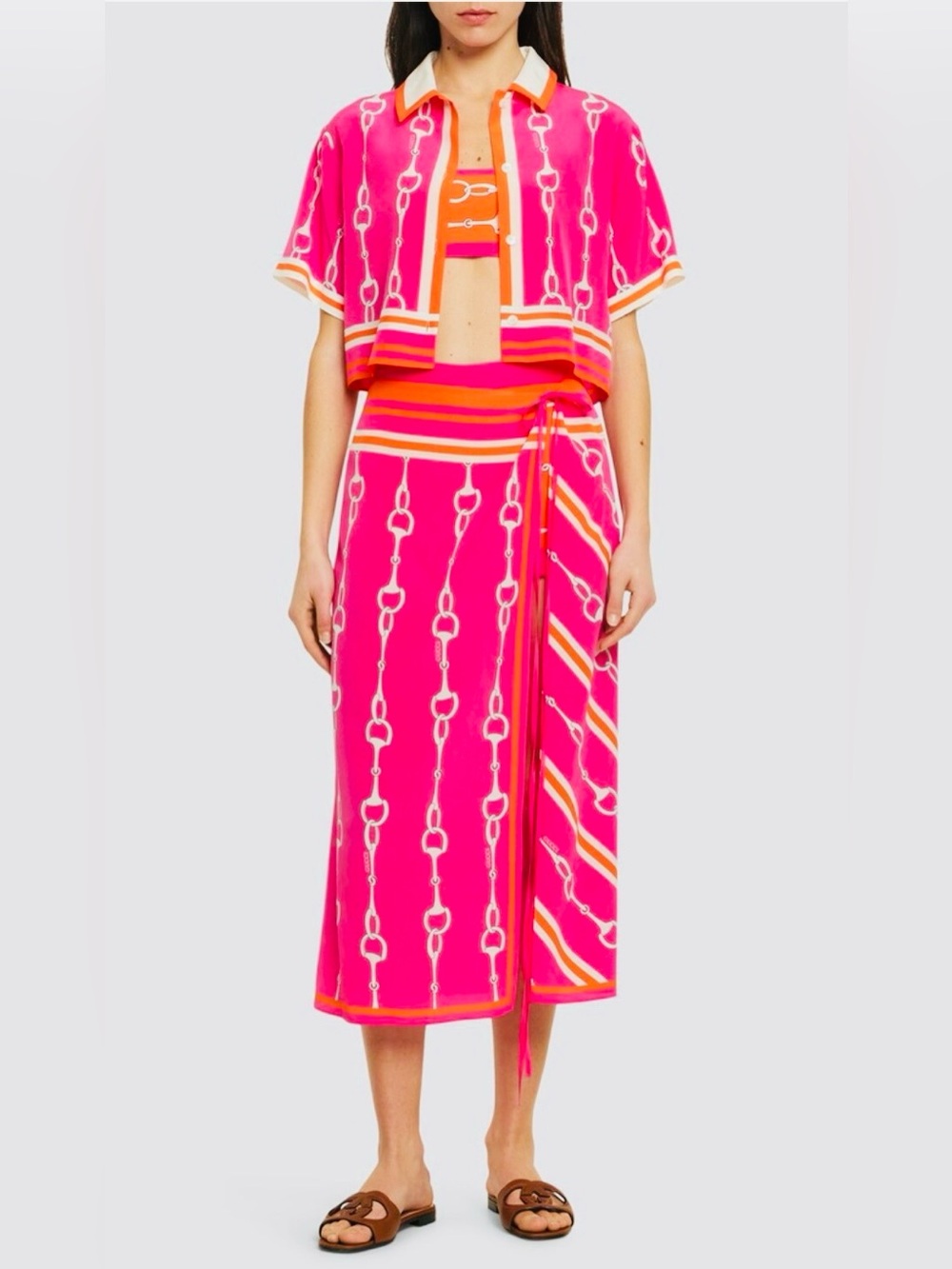 Gucci Horsebit Silk Wrap Skirt